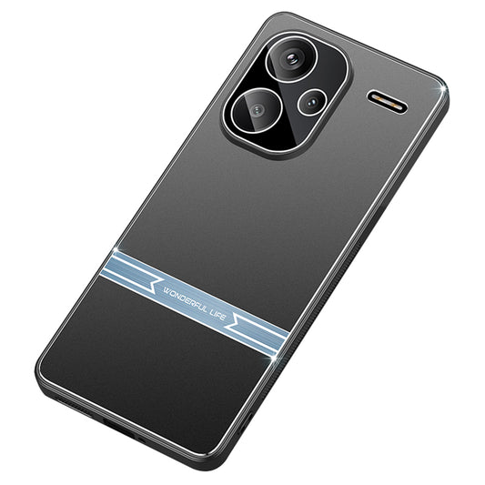 For Xiaomi Redmi Note 13 Pro+ 5G Anti-Scratch Phone Case Metal+PC+TPU Matte Texture Mobile Phone Cover - Black+Blue