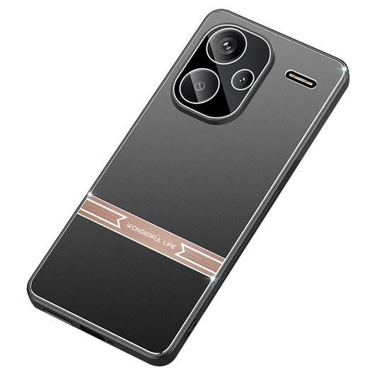 For Xiaomi Redmi Note 13 Pro+ 5G Anti-Scratch Phone Case Metal+PC+TPU Matte Texture Mobile Phone Cover - Black+Rose Gold