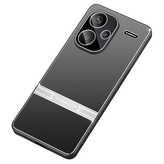 For Xiaomi Redmi Note 13 Pro+ 5G Anti-Scratch Phone Case Metal+PC+TPU Matte Texture Mobile Phone Cover - Black+Silver