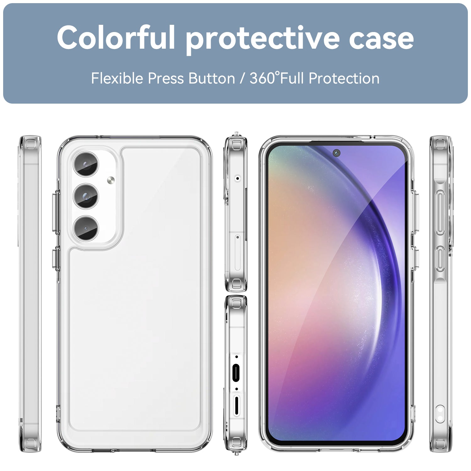 For Samsung Galaxy A55 5G Case Candy Series TPU Drop-proof Phone Back Cover - Transparent