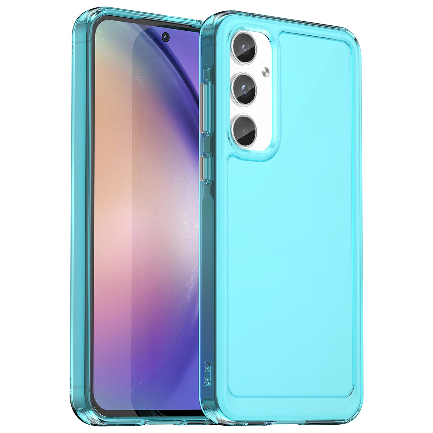 For Samsung Galaxy A55 5G Case Candy Series TPU Drop-proof Phone Back Cover - Transparent Blue