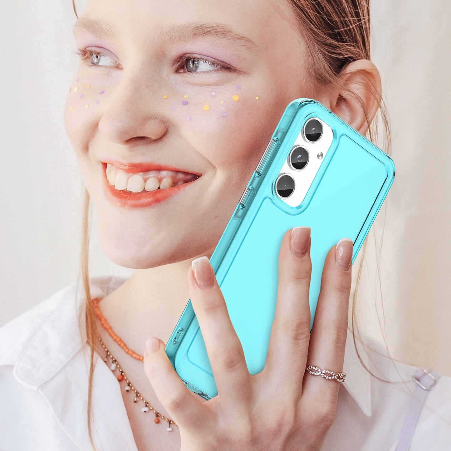 For Samsung Galaxy A55 5G Case Candy Series TPU Drop-proof Phone Back Cover - Transparent Blue