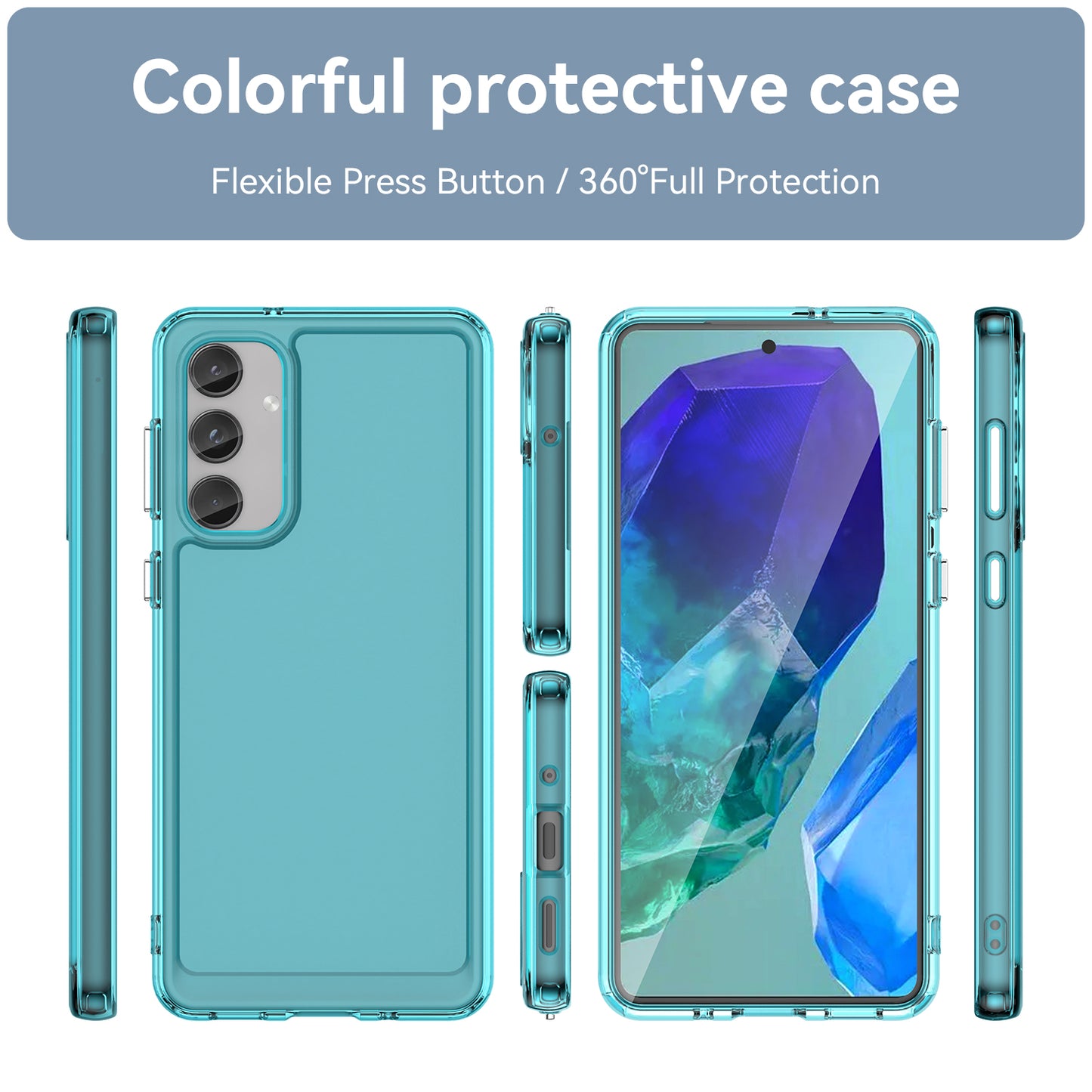 For Samsung Galaxy M55 5G Case Candy Series Non-slip TPU Phone Shell - Transparent Blue