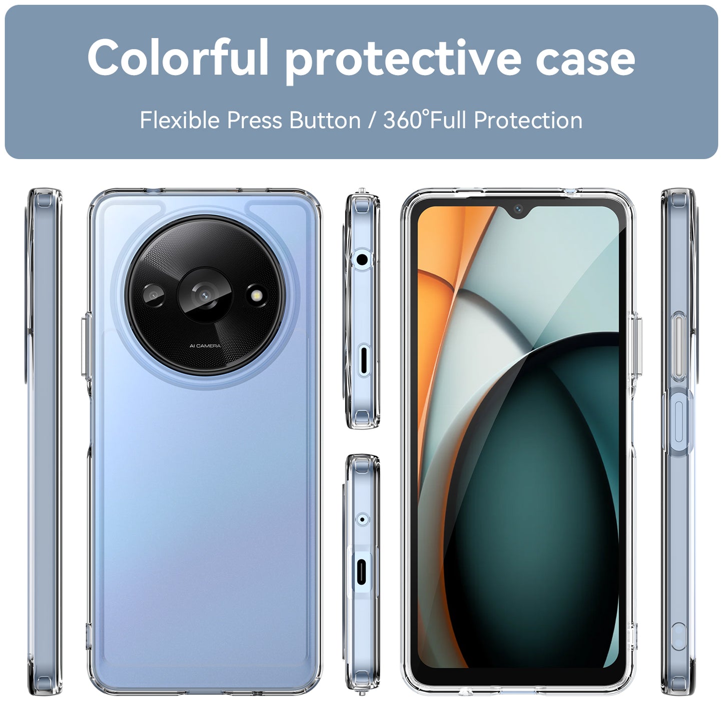 For Xiaomi Redmi A3 / Poco C61 4G Cell Phone Cases Candy Series Slim-Fit TPU Protective Cover - Transparent