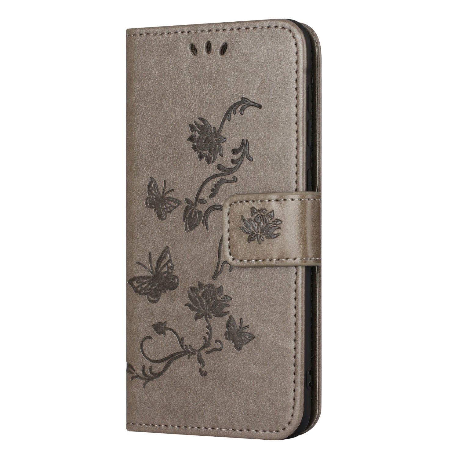 For Samsung Galaxy M15 5G / F15 5G Flip Wallet Case Butterfly Flower Leather Phone Cover - Grey