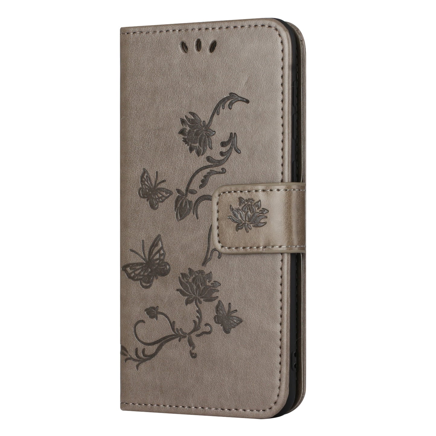 For Samsung Galaxy M15 5G / F15 5G Flip Wallet Case Butterfly Flower Leather Phone Cover - Grey