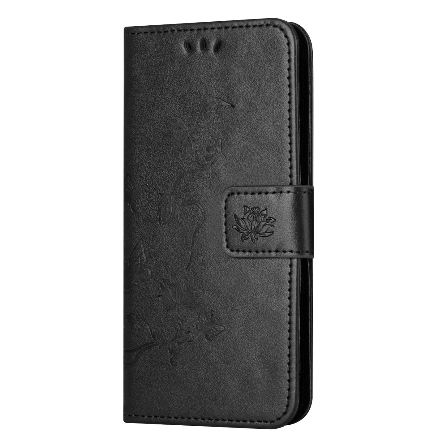 For Samsung Galaxy M15 5G / F15 5G Flip Wallet Case Butterfly Flower Leather Phone Cover - Black