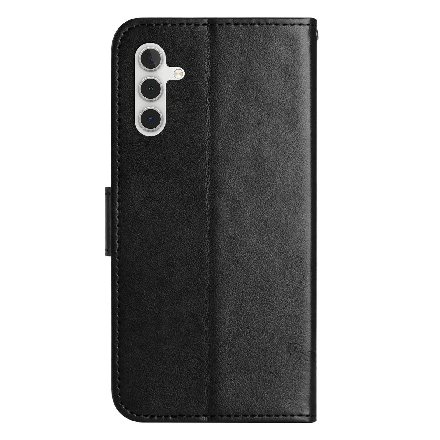 For Samsung Galaxy M15 5G / F15 5G Flip Wallet Case Butterfly Flower Leather Phone Cover - Black