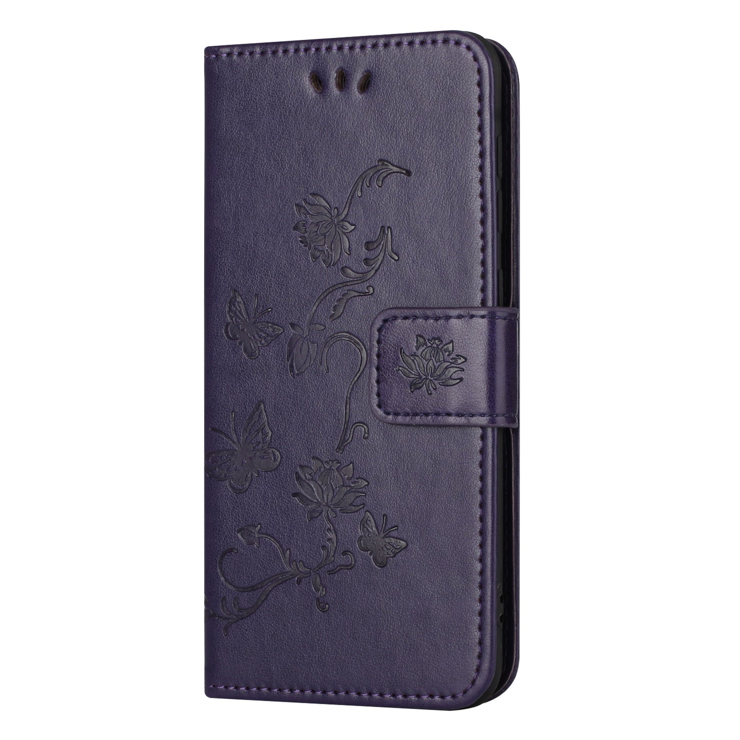 For Samsung Galaxy M15 5G / F15 5G Flip Wallet Case Butterfly Flower Leather Phone Cover - Dark Purple