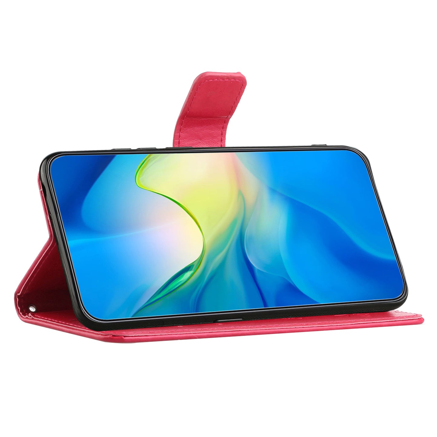 For Samsung Galaxy M15 5G / F15 5G Flip Wallet Case Butterfly Flower Leather Phone Cover - Red