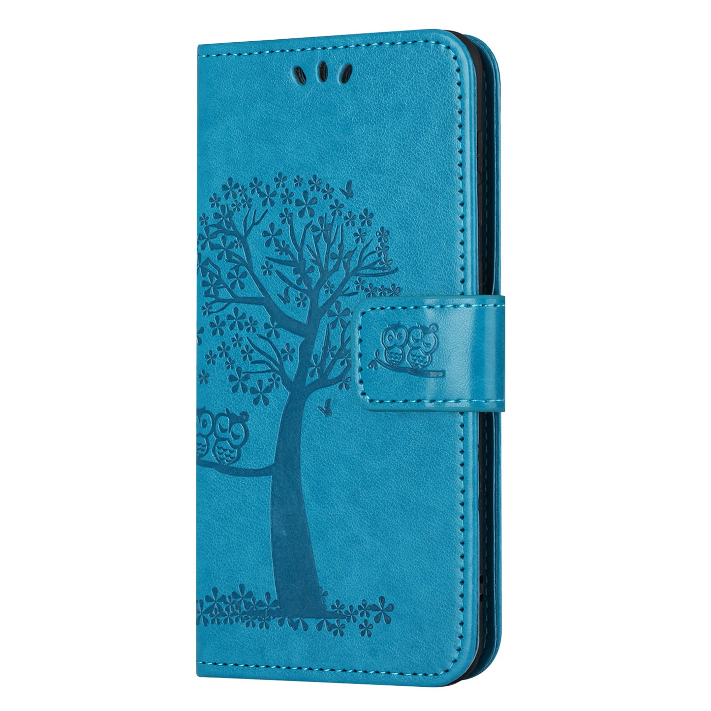 Leather Case for Samsung Galaxy M15 5G / F15 5G , Wallet Phone Cover Imprinted Owl Tree - Blue