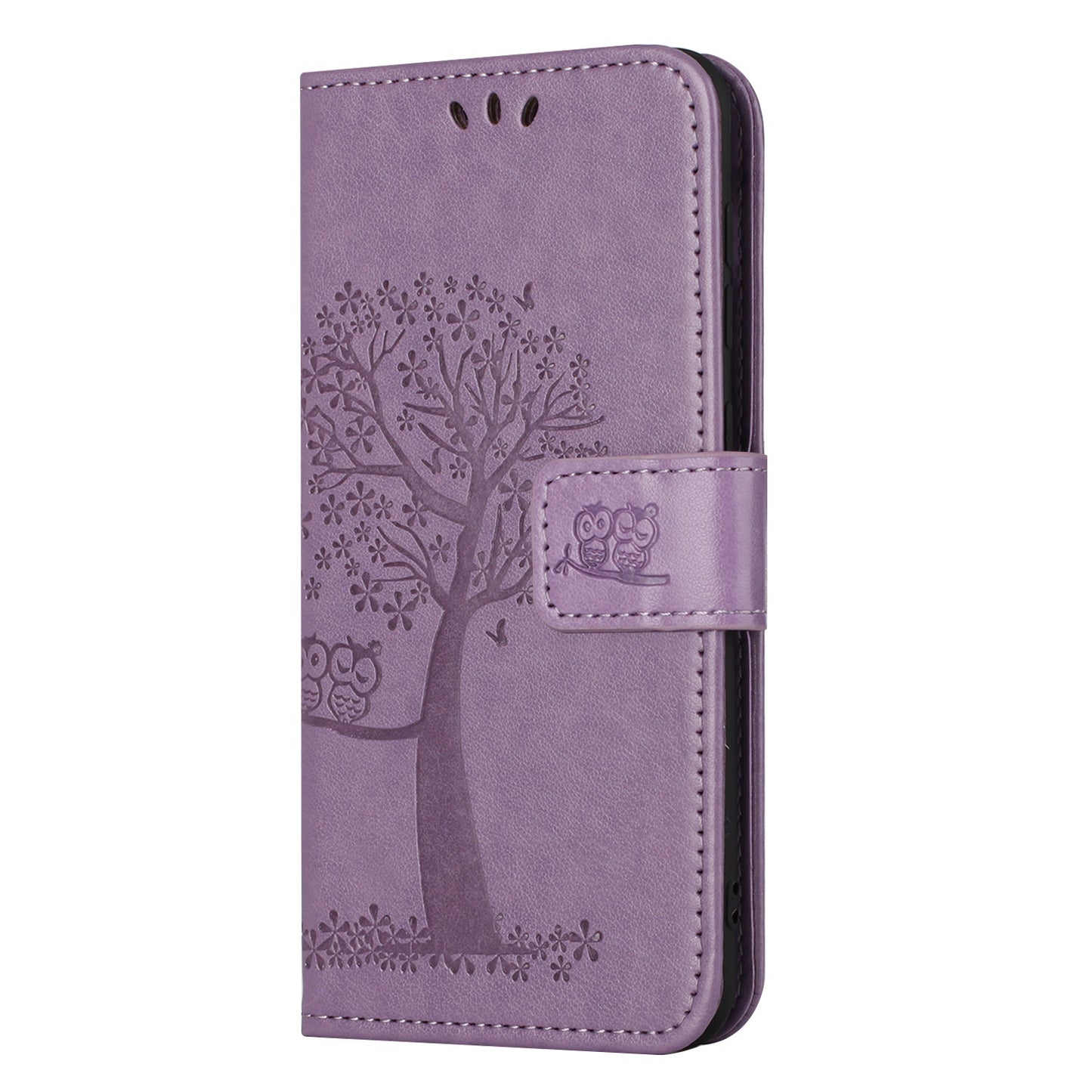 Leather Case for Samsung Galaxy M15 5G / F15 5G , Wallet Phone Cover Imprinted Owl Tree - Purple
