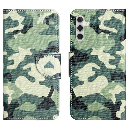 For Samsung Galaxy M15 5G / F15 5G Pattern Printing Wallet Case PU Leather Phone Cover - Camouflage