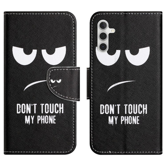 For Samsung Galaxy M15 5G / F15 5G Pattern Printing Wallet Case PU Leather Phone Cover - Don't Touch My Phone