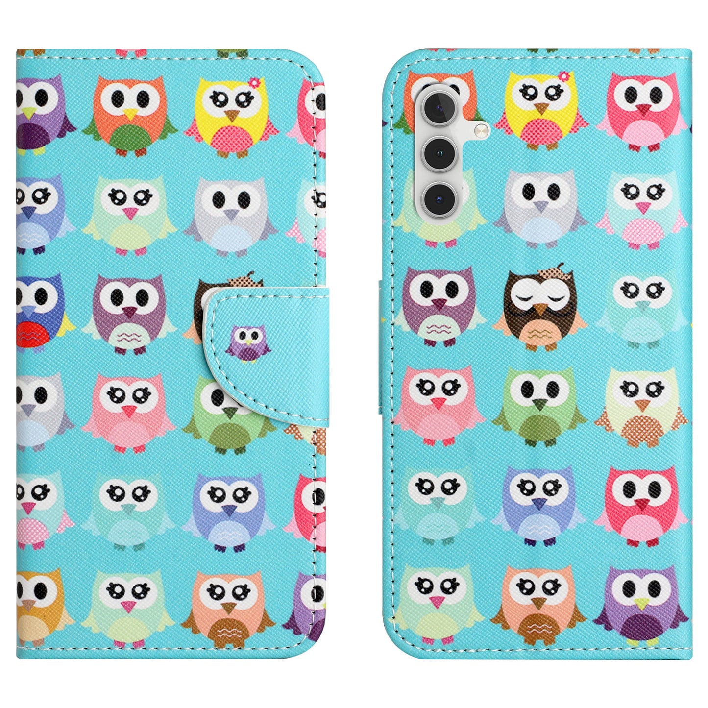 For Samsung Galaxy M15 5G / F15 5G Pattern Printing Wallet Case PU Leather Phone Cover - Owls