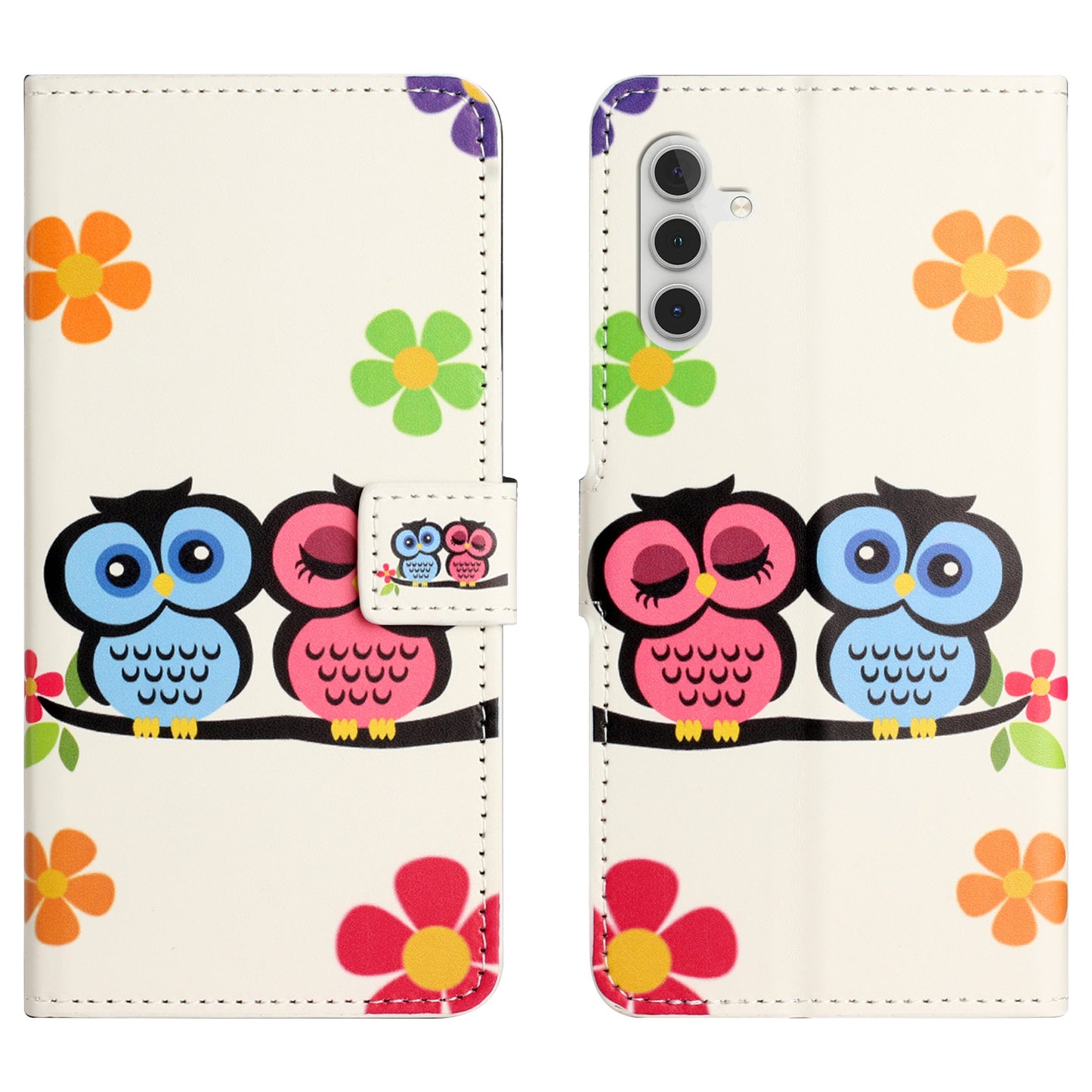 For Samsung Galaxy M15 5G / F15 5G Pattern Printing Case Flip Leather Phone Cover with Wallet - Couple Owls