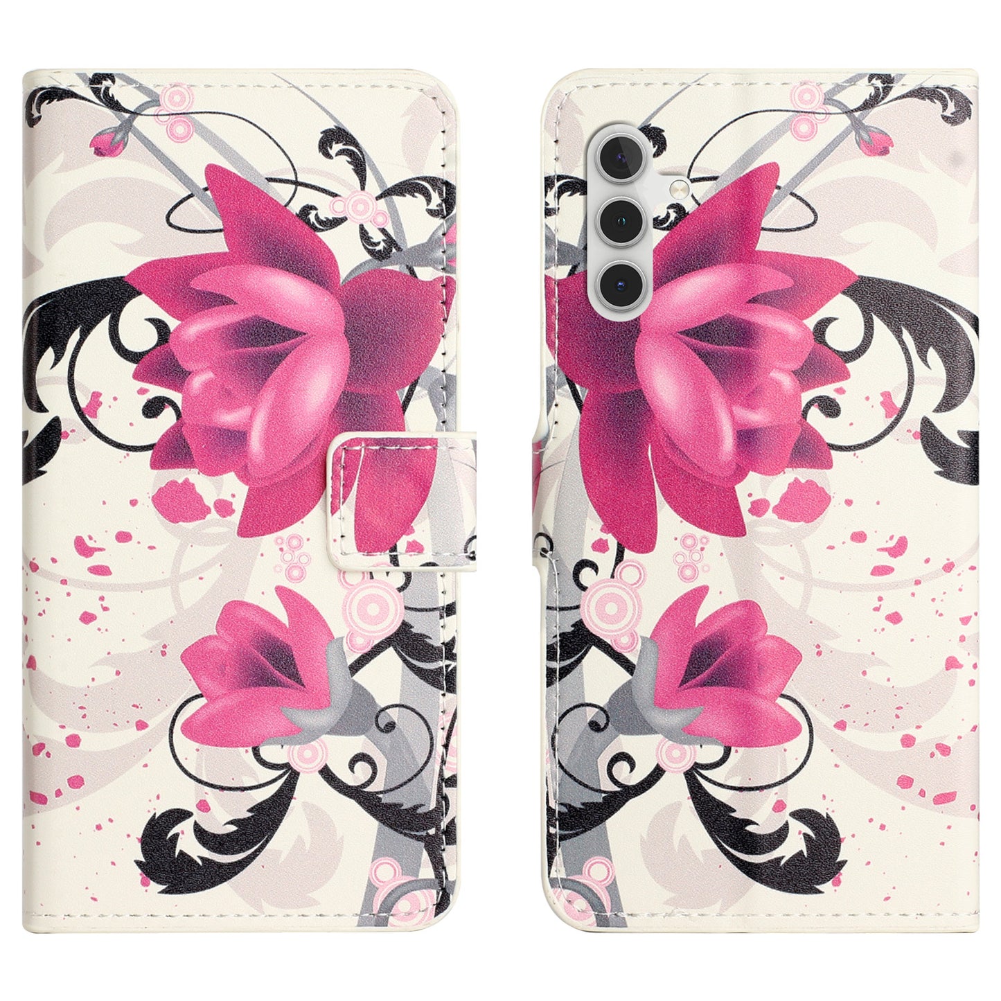 For Samsung Galaxy M15 5G / F15 5G Pattern Printing Case Flip Leather Phone Cover with Wallet - Lotus