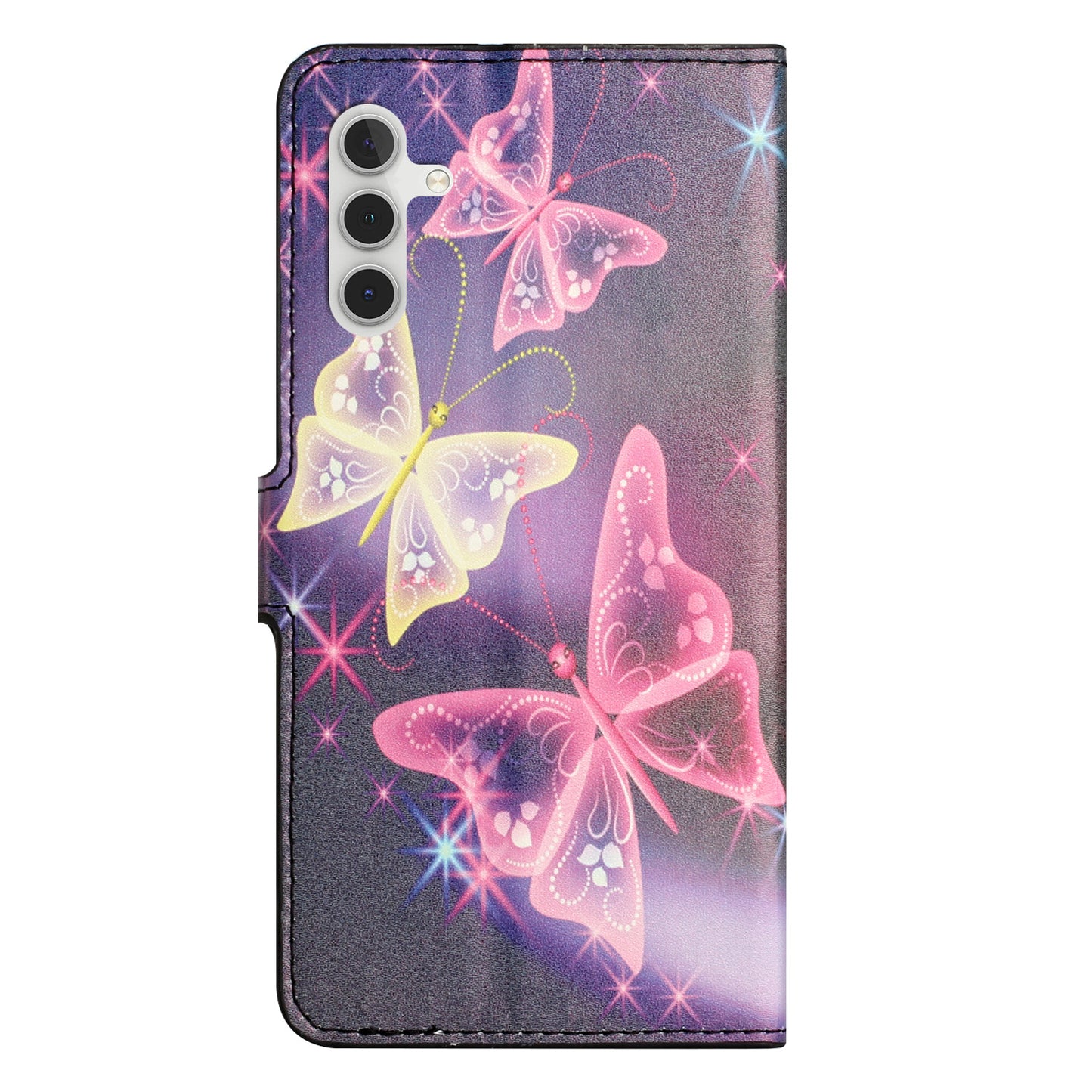 For Samsung Galaxy M15 5G / F15 5G Pattern Printing Case Flip Leather Phone Cover with Wallet - Sparkle Butterflies