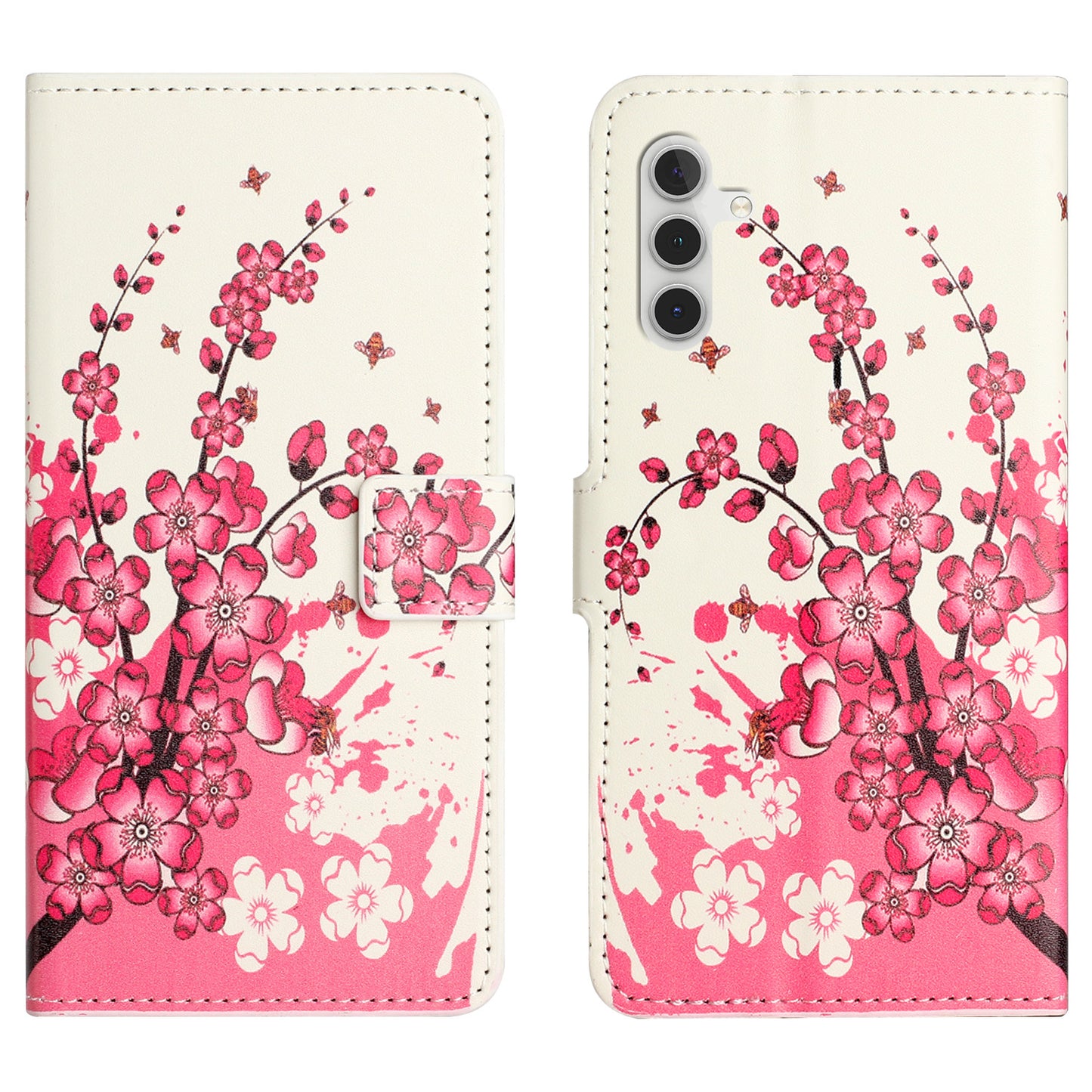 For Samsung Galaxy M15 5G / F15 5G Pattern Printing Case Flip Leather Phone Cover with Wallet - Plum Blossom
