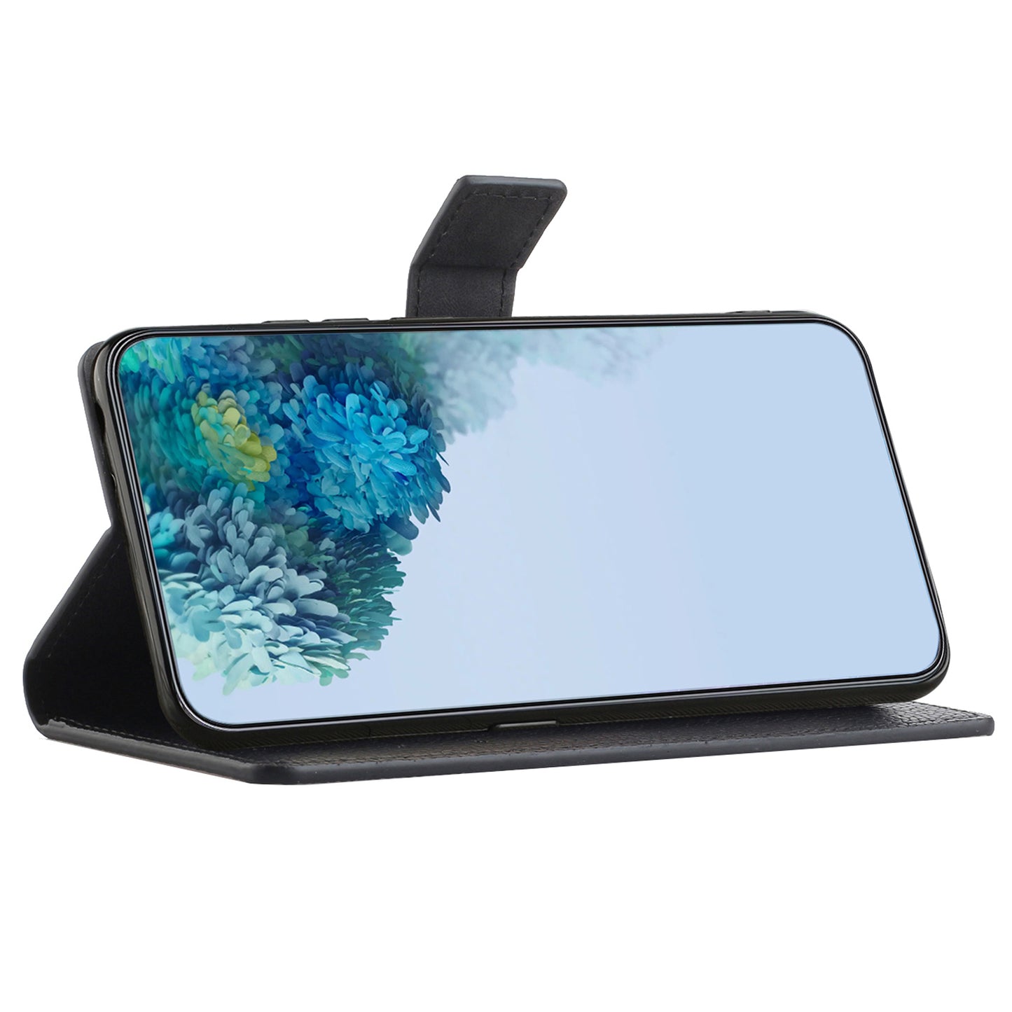 Stand Shell for Samsung Galaxy M15 5G / F15 5G , Wallet Litchi Texture Leather Phone Cover - Black