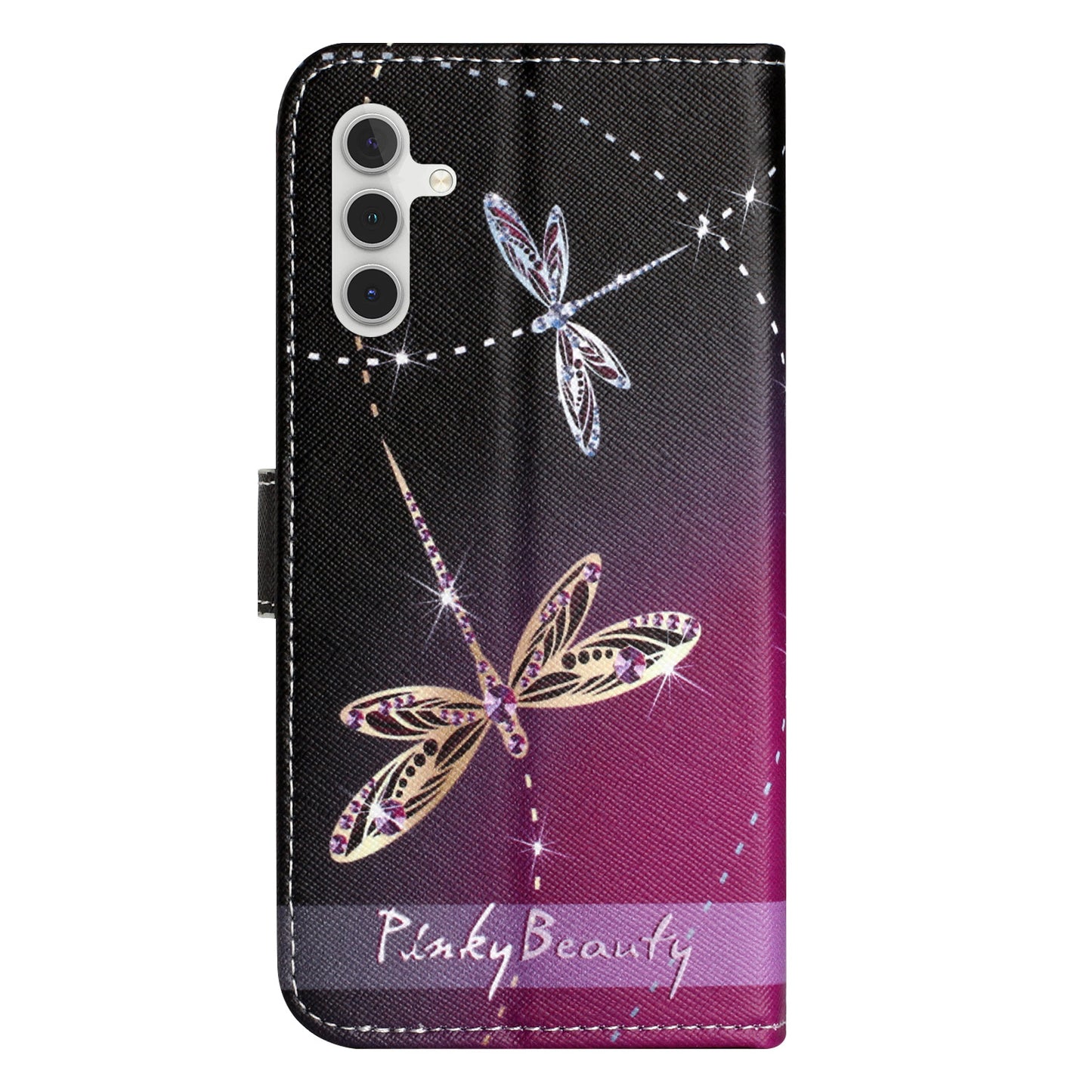 Leather Case for Samsung Galaxy M15 5G / F15 5G Pattern Printing Cross Texture Phone Wallet Cover - Dragonflies