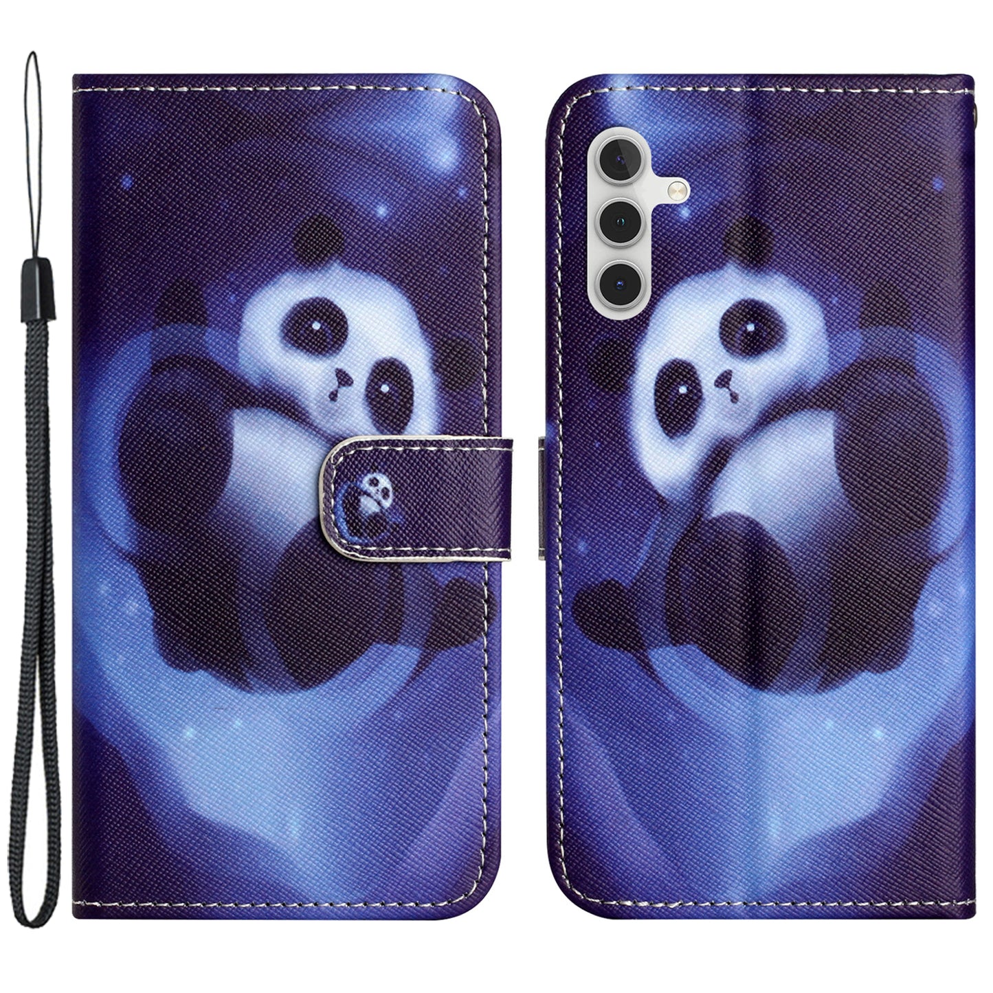 Leather Case for Samsung Galaxy M15 5G / F15 5G Pattern Printing Cross Texture Phone Wallet Cover - Panda