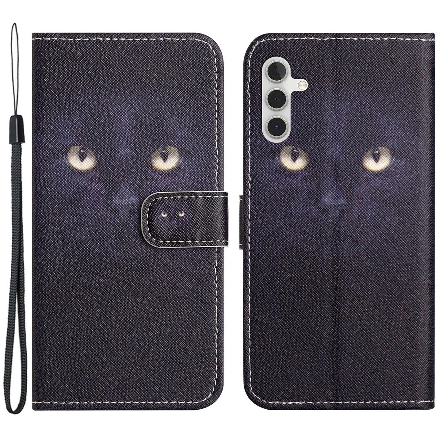 Leather Case for Samsung Galaxy M15 5G / F15 5G Pattern Printing Cross Texture Phone Wallet Cover - Cat's Eye