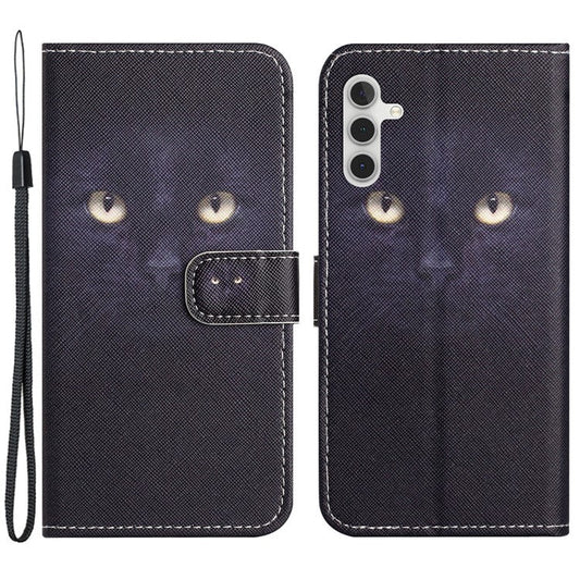 Leather Case for Samsung Galaxy M15 5G / F15 5G Pattern Printing Cross Texture Phone Wallet Cover - Cat's Eye