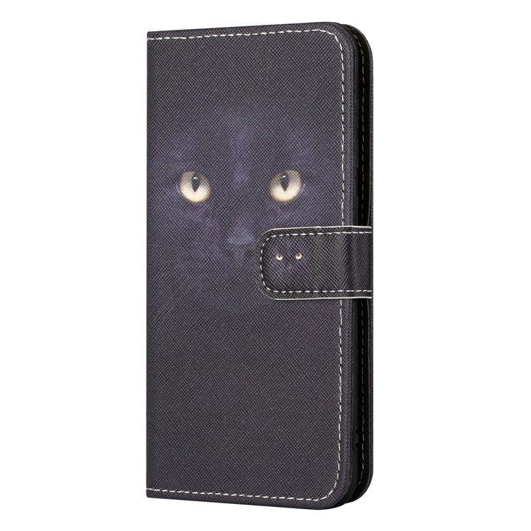 Leather Case for Samsung Galaxy M15 5G / F15 5G Pattern Printing Cross Texture Phone Wallet Cover - Cat's Eye