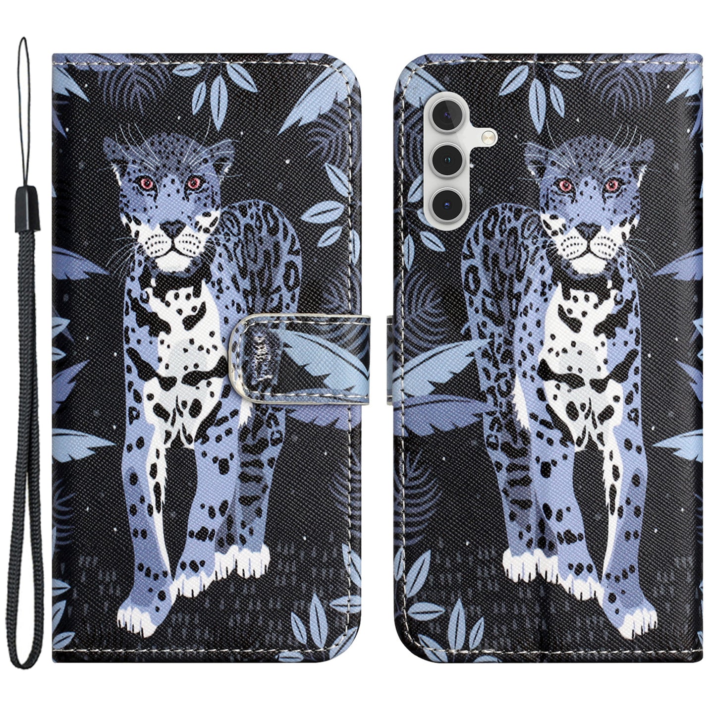Leather Case for Samsung Galaxy M15 5G / F15 5G Pattern Printing Cross Texture Phone Wallet Cover - Leopard