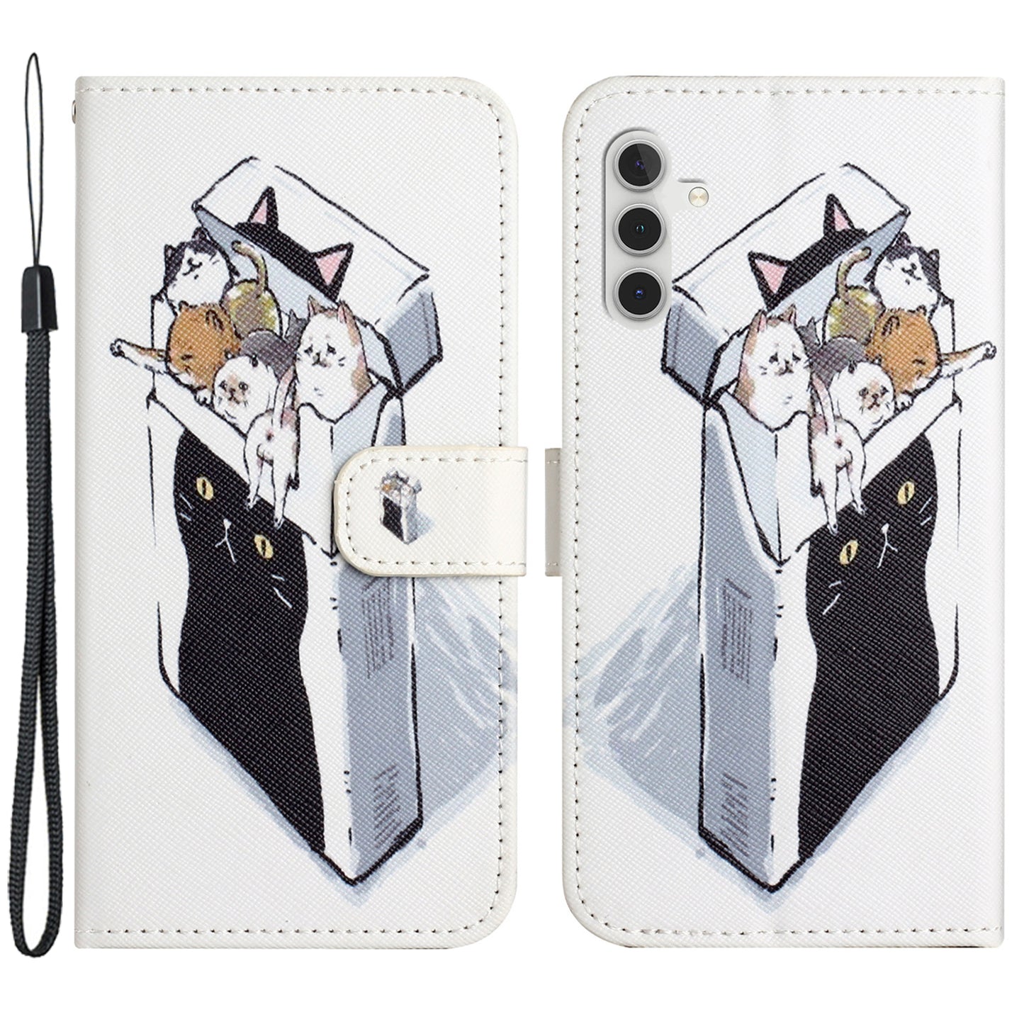 Leather Case for Samsung Galaxy M15 5G / F15 5G Pattern Printing Cross Texture Phone Wallet Cover - Cats