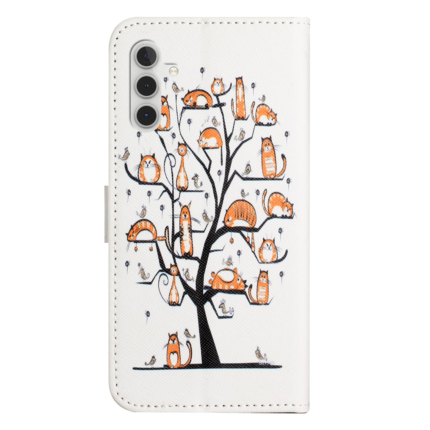Leather Case for Samsung Galaxy M15 5G / F15 5G Pattern Printing Cross Texture Phone Wallet Cover - Cat and Tree