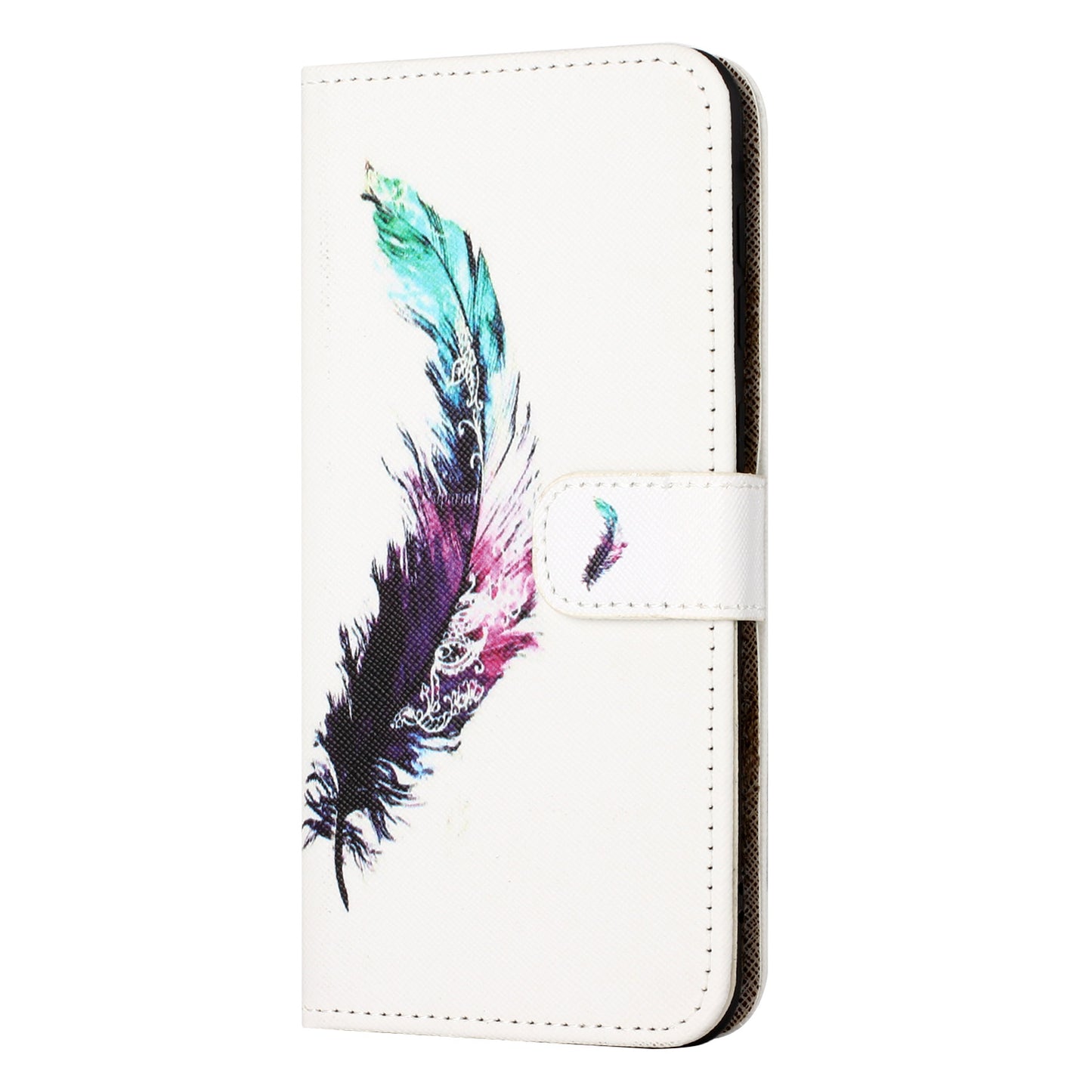 Leather Case for Samsung Galaxy M15 5G / F15 5G Pattern Printing Cross Texture Phone Wallet Cover - Feather