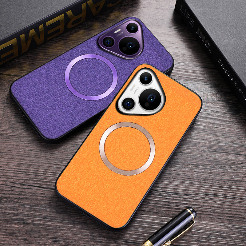 For Huawei Pura 70 Case Compatible with MagSafe TPU+Cloth Protective Cover - Black