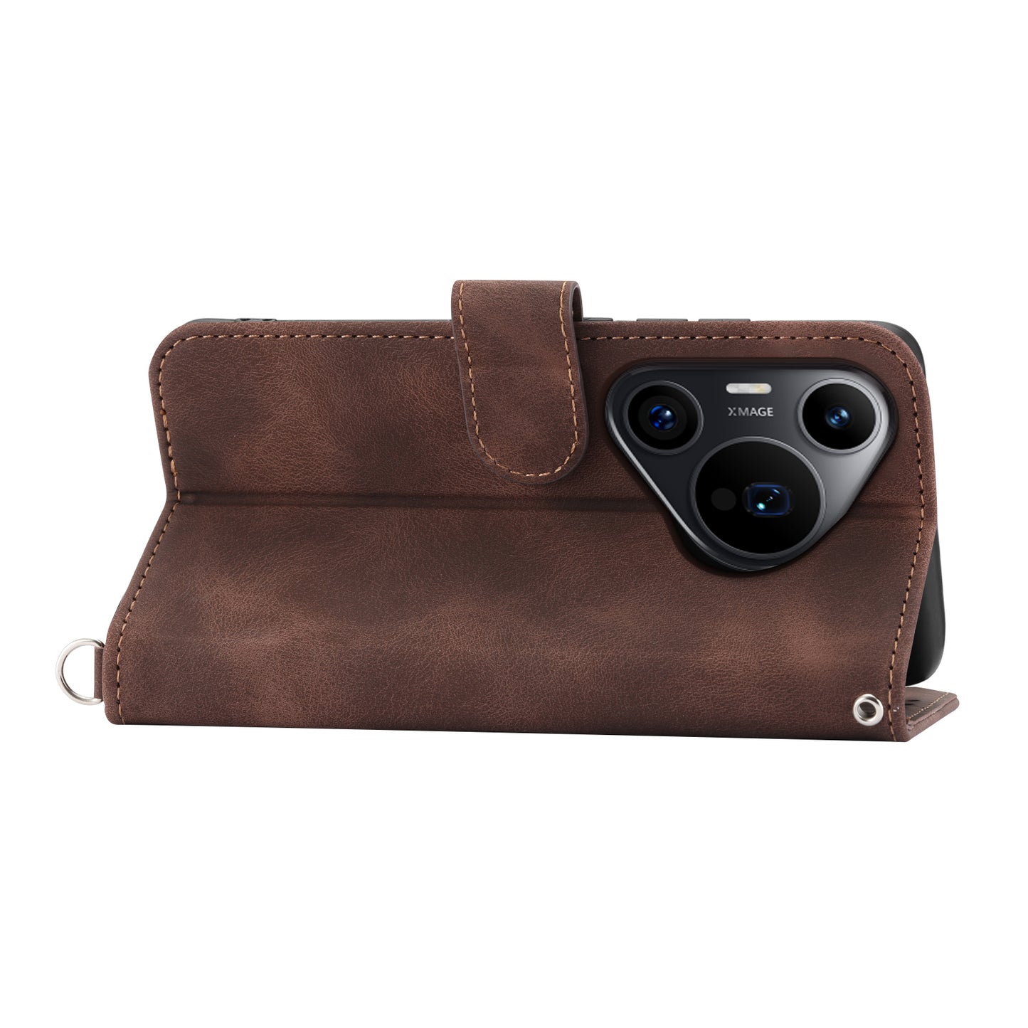 For Huawei Pura 70 Pro / Pura 70 Pro+ Crossbody Case Flower Pattern Design PU Leather Flip Phone Cover - Brown