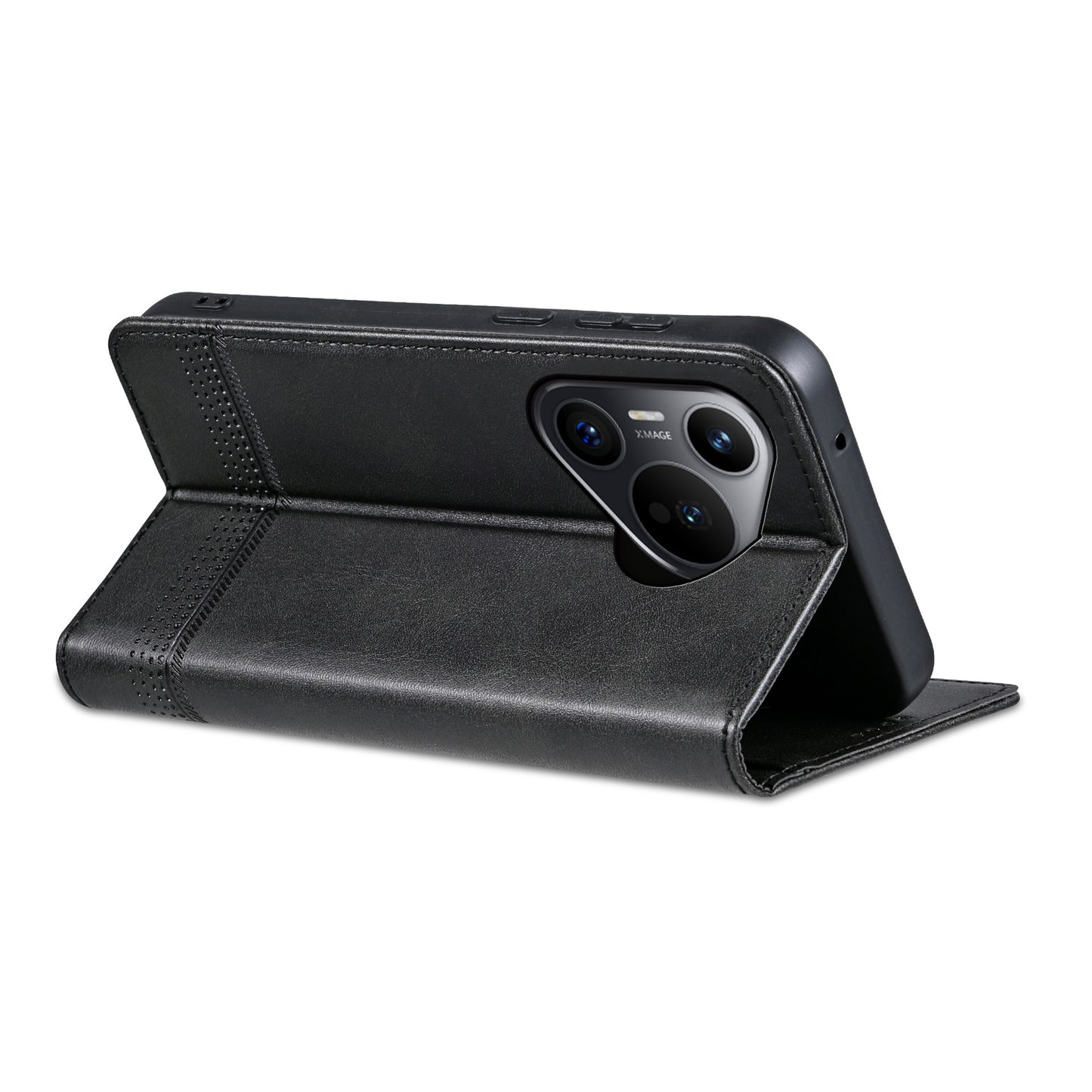AZNS For Huawei Pura 70 Pro / Pura 70 Pro+ Case PU Leather Folio Wallet Magnetic Auto-absorbed Phone Cover - Black