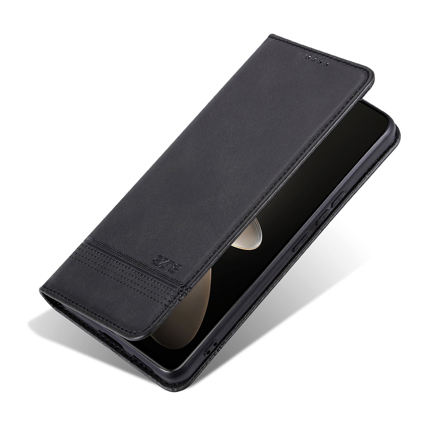 AZNS For Huawei Pura 70 Pro / Pura 70 Pro+ Case PU Leather Folio Wallet Magnetic Auto-absorbed Phone Cover - Black