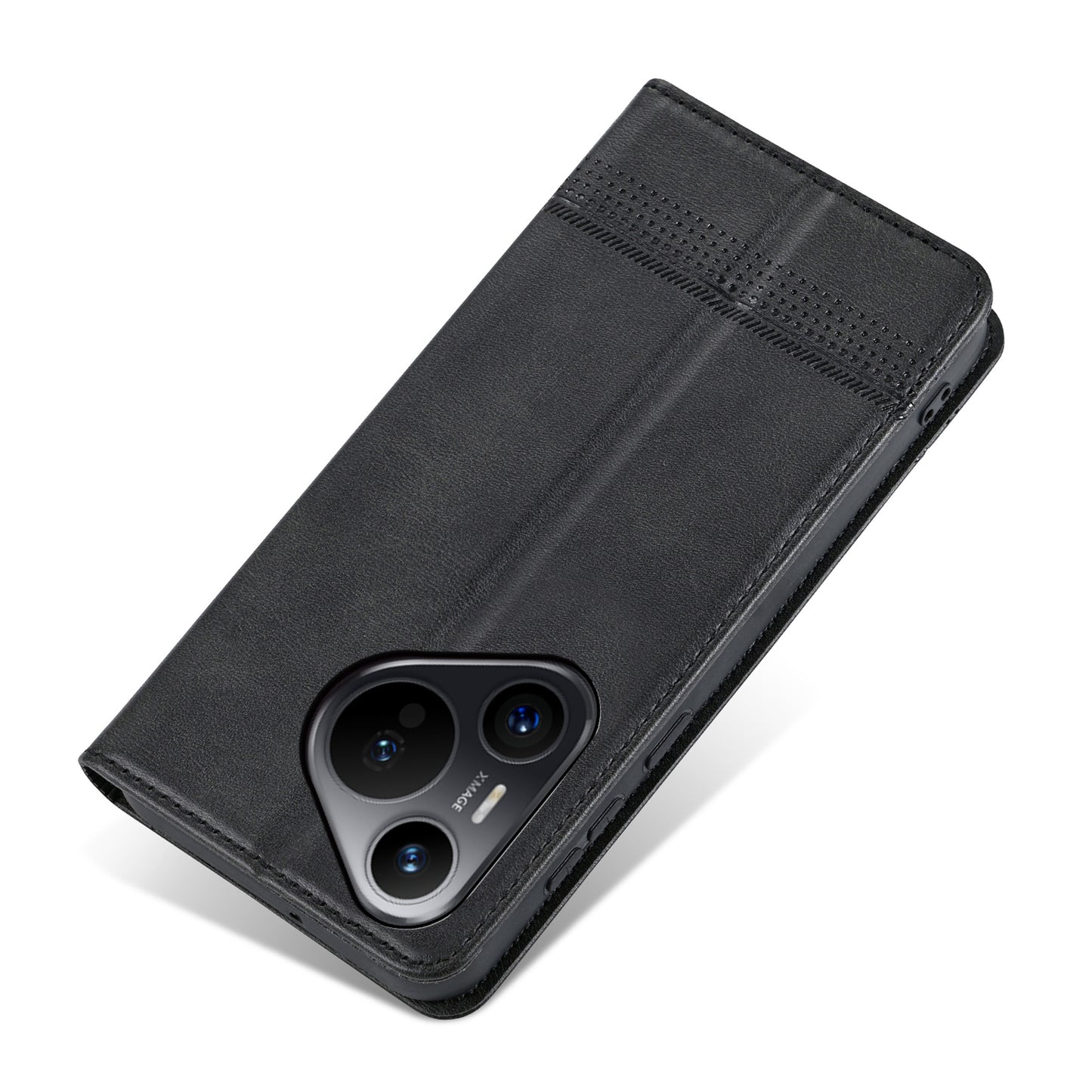 AZNS For Huawei Pura 70 Pro / Pura 70 Pro+ Case PU Leather Folio Wallet Magnetic Auto-absorbed Phone Cover - Black