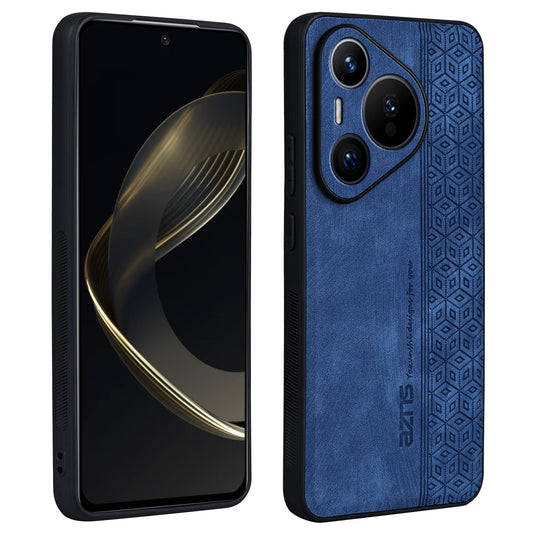 AZNS For Huawei Pura 70 Case PU Leather+TPU Scratch Resistant Back Cover - Blue