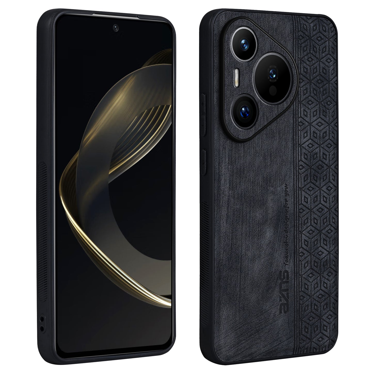 AZNS For Huawei Pura 70 Case PU Leather+TPU Scratch Resistant Back Cover - Black
