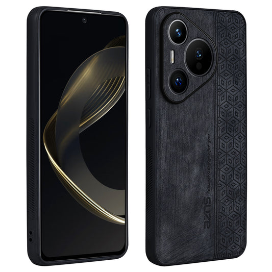 AZNS For Huawei Pura 70 Case PU Leather+TPU Scratch Resistant Back Cover - Black