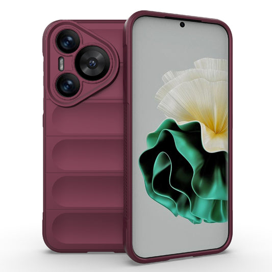 For Huawei Pura 70 Case Shock Absorption Soft TPU Phone Cover - Wine Red
