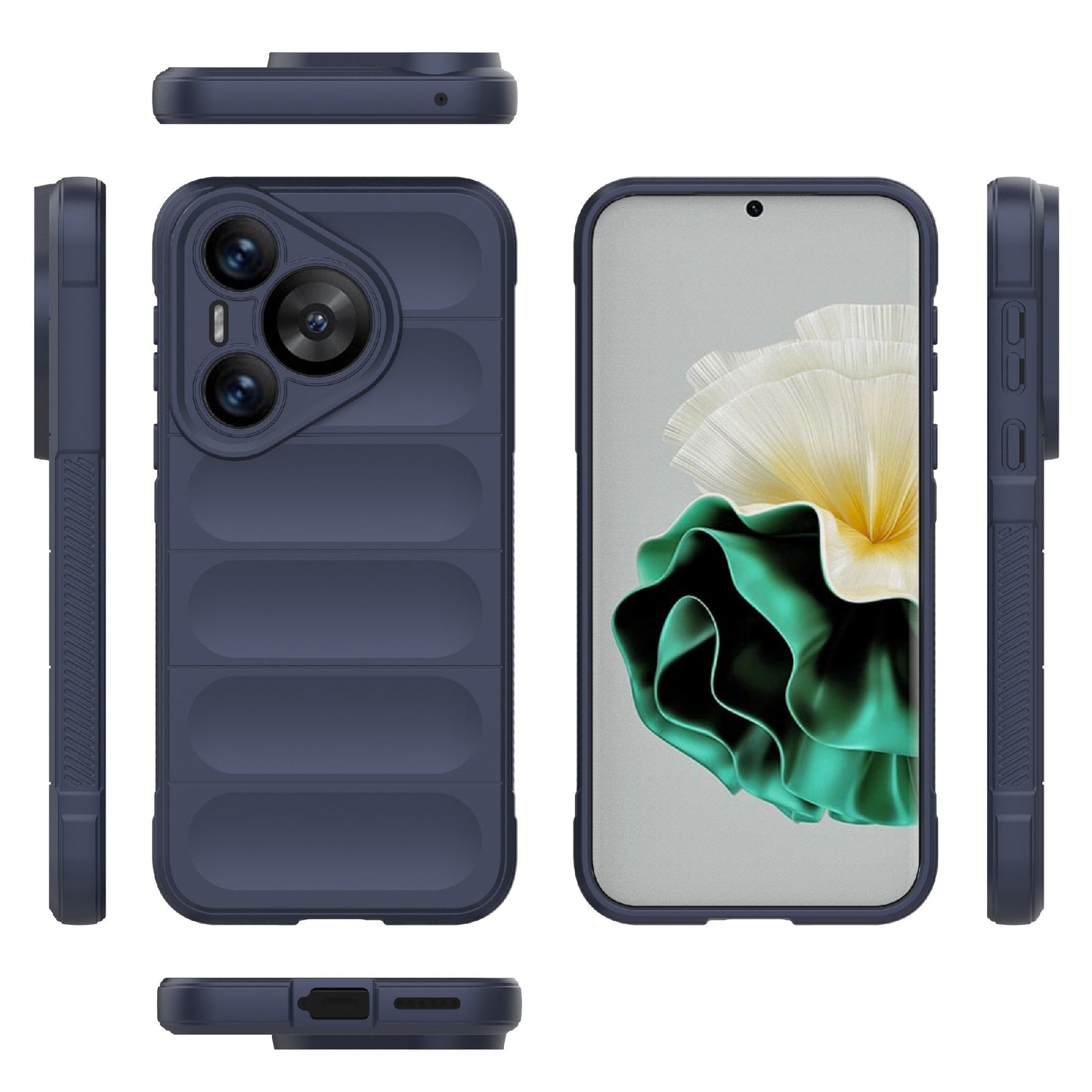 For Huawei Pura 70 Case Shock Absorption Soft TPU Phone Cover - Dark Blue