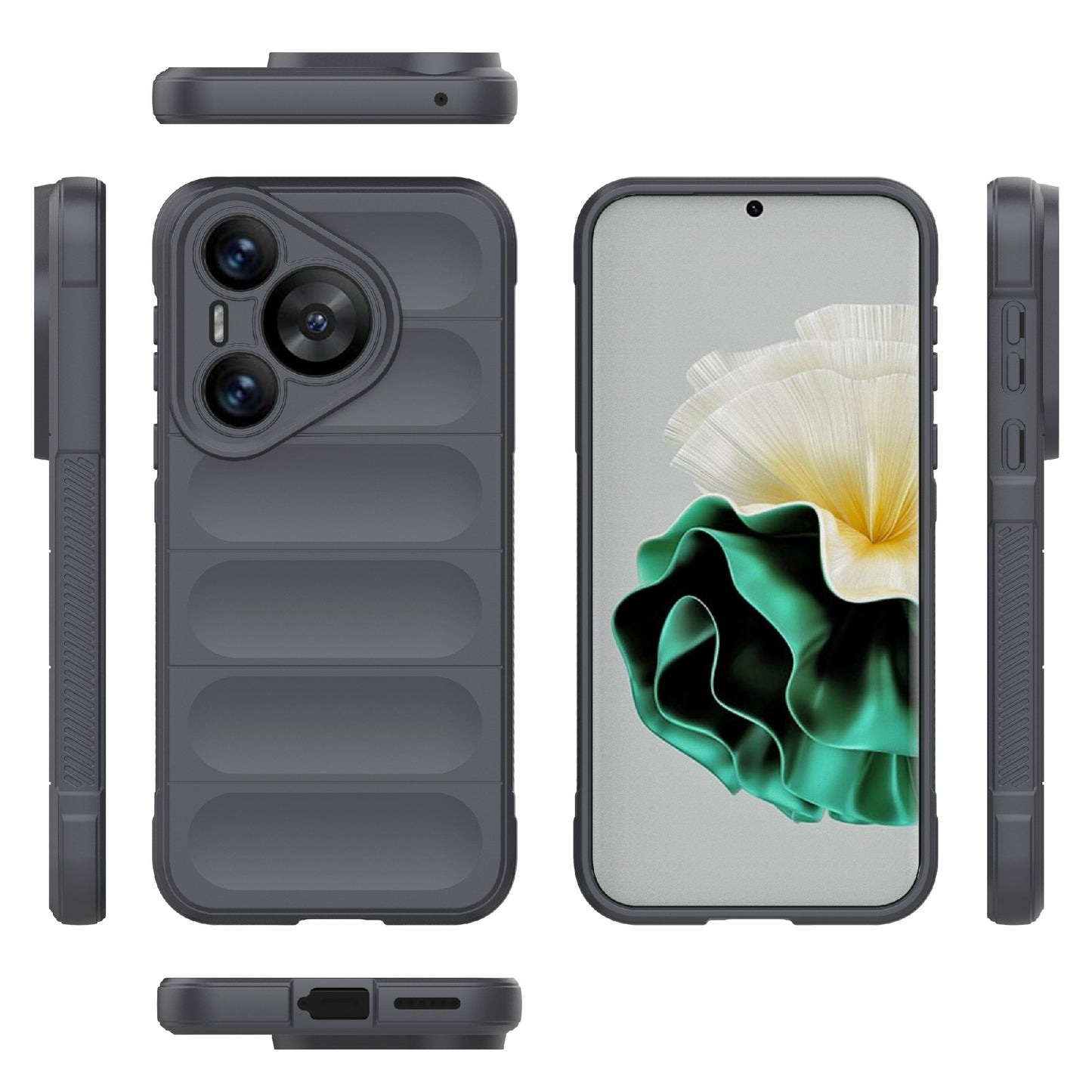 For Huawei Pura 70 Case Shock Absorption Soft TPU Phone Cover - Dark Grey