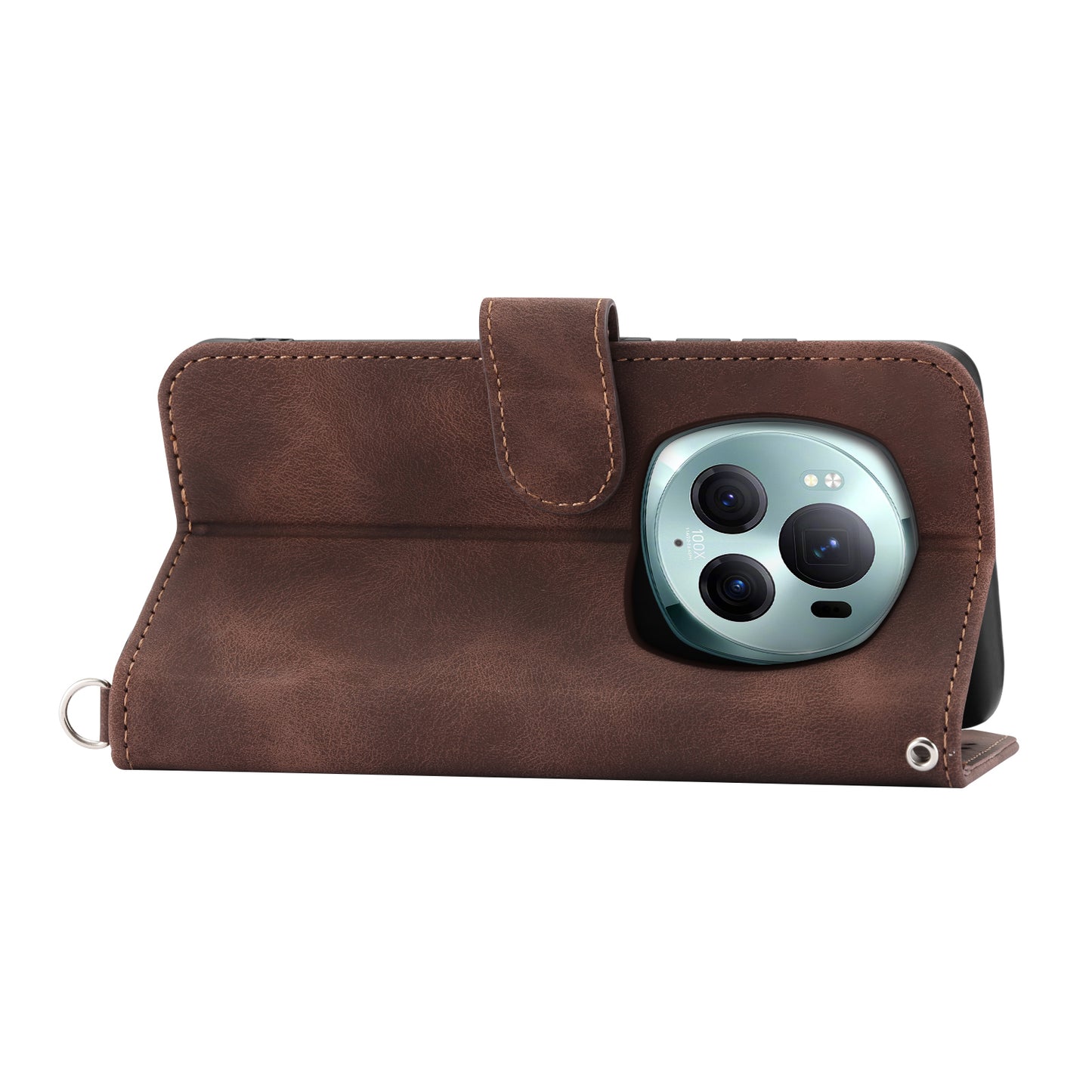 For Honor Magic6 Pro 5G Wallet Case Flower Pattern PU Leather Crossbody Phone Cover - Brown