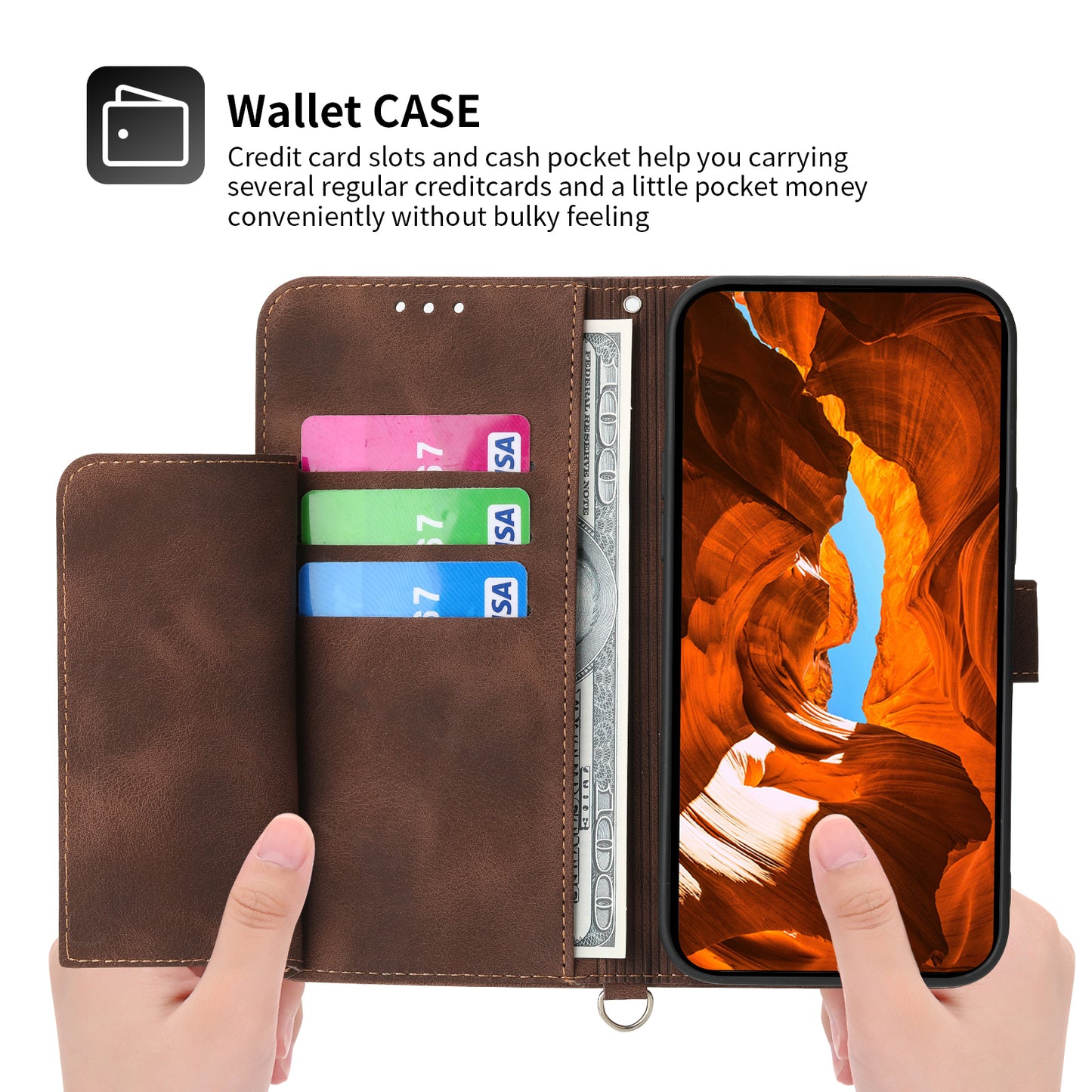 For Honor Magic6 Pro 5G Wallet Case Flower Pattern PU Leather Crossbody Phone Cover - Brown