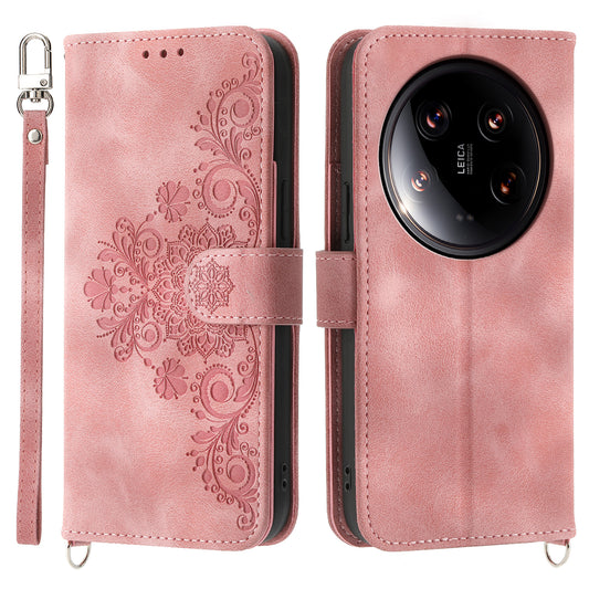 For Xiaomi 14 Ultra Leather Case Stand Wallet Mobile Phone Cover Wholesale - Pink