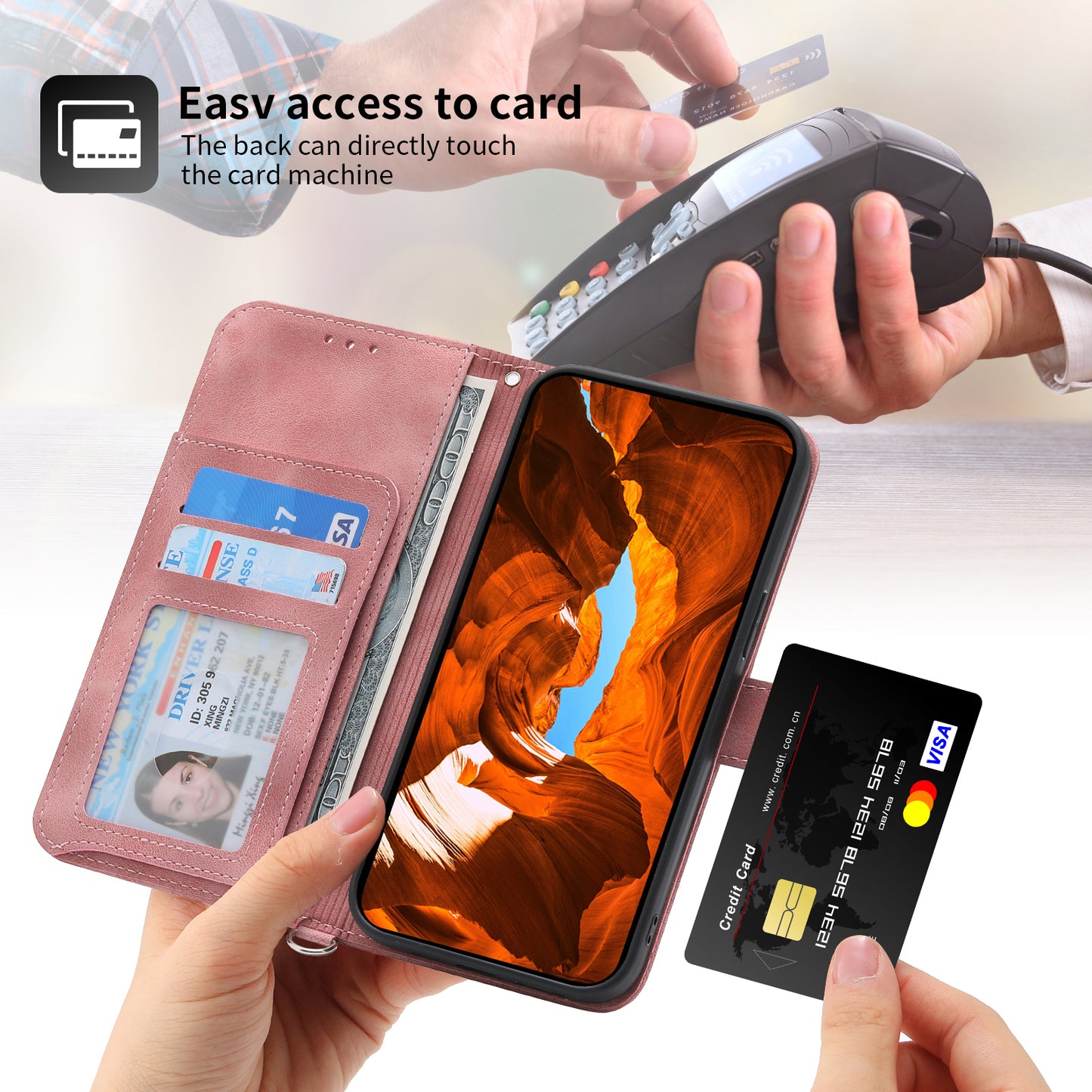 For Xiaomi 14 Ultra Leather Case Stand Wallet Mobile Phone Cover Wholesale - Pink