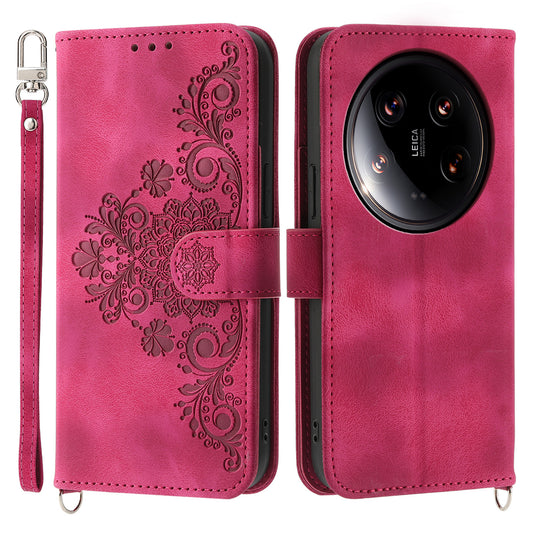 For Xiaomi 14 Ultra Leather Case Stand Wallet Mobile Phone Cover Wholesale - Wine Red