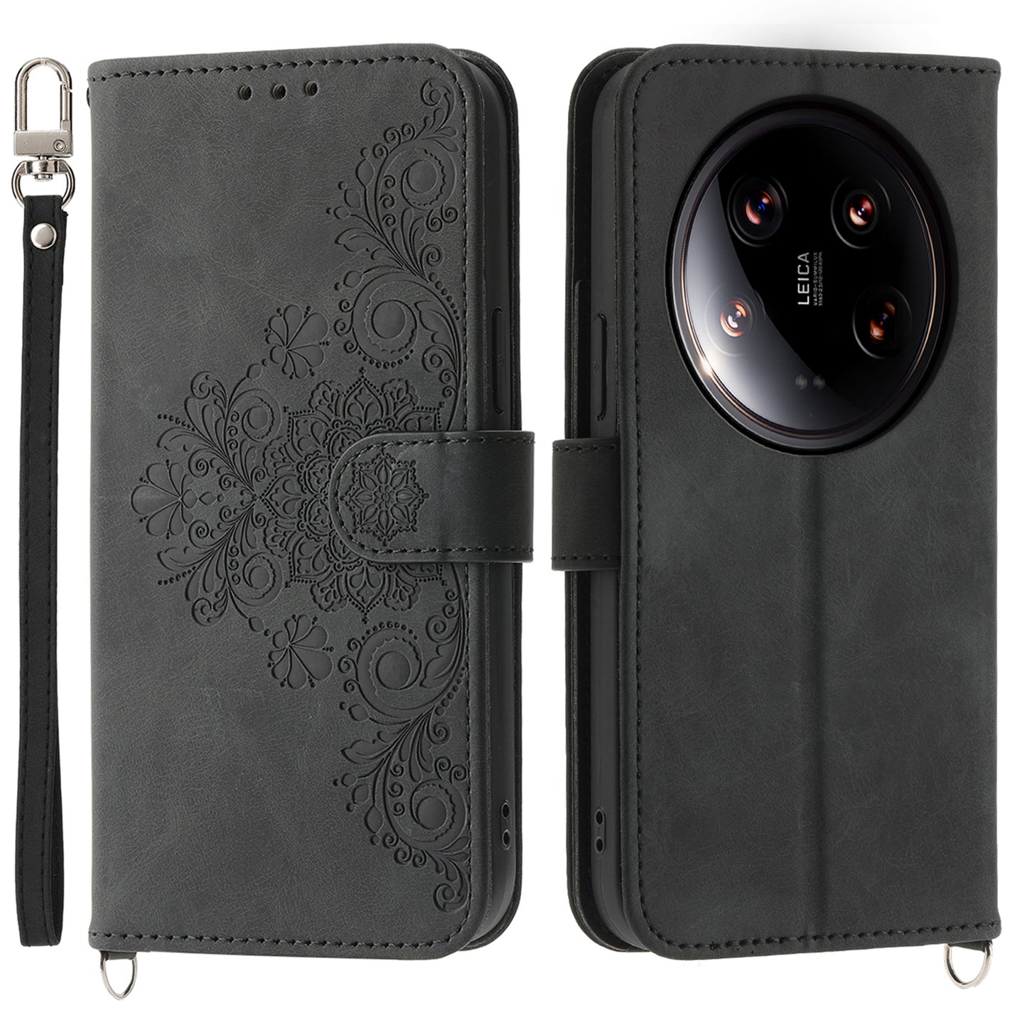 For Xiaomi 14 Ultra Leather Case Stand Wallet Mobile Phone Cover Wholesale - Black